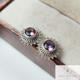 Mystic Topaz Stud Earring, Handmade Earring, 925 Sterling Silver Jewelry, Vintage Look Topaz Stud Earring, Wedding Jewelry, Mother Day Gift